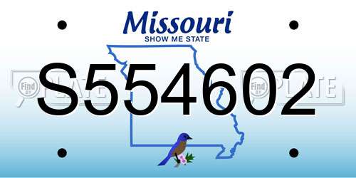 S554602 Missouri License Plate