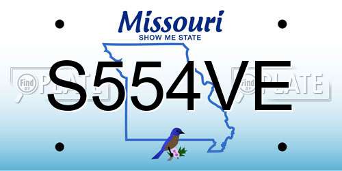 S554VE Missouri License Plate