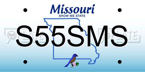 S55SMS Missouri License Plate