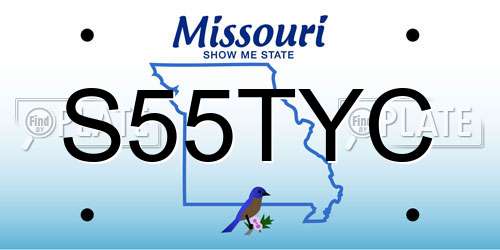 S55TYC Missouri License Plate