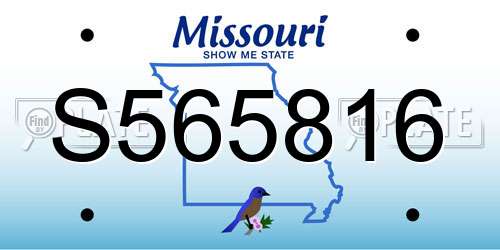 S565816 Missouri License Plate