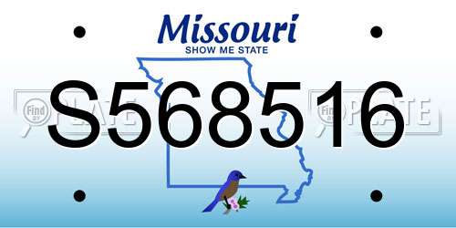 S568516 Missouri License Plate