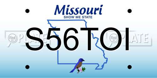 S56TOI Missouri License Plate