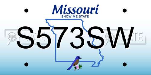 S573SW Missouri License Plate