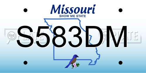 S583DM Missouri License Plate
