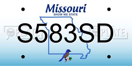 S583SD Missouri License Plate