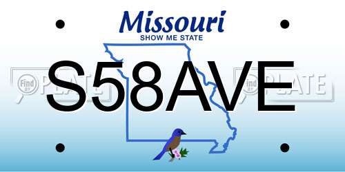 S58AVE Missouri License Plate