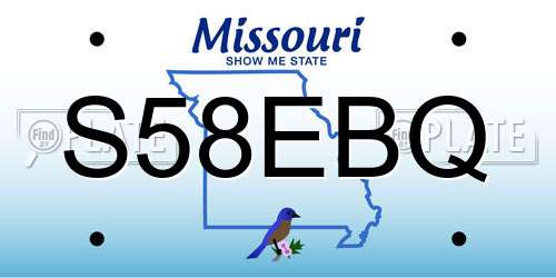S58EBQ Missouri License Plate