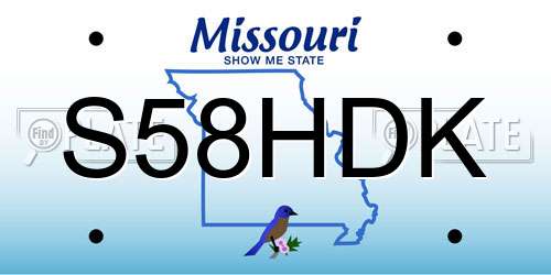 S58HDK Missouri License Plate