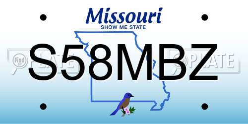 S58MBZ Missouri License Plate
