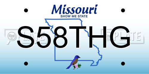 S58THG Missouri License Plate