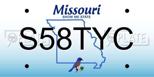 S58TYC Missouri License Plate