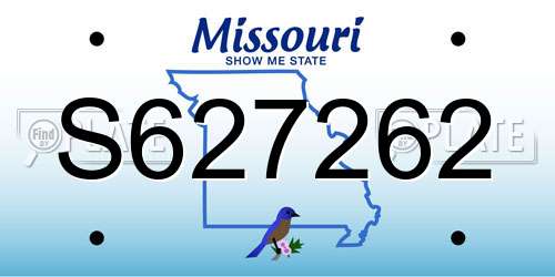 S627262 Missouri License Plate