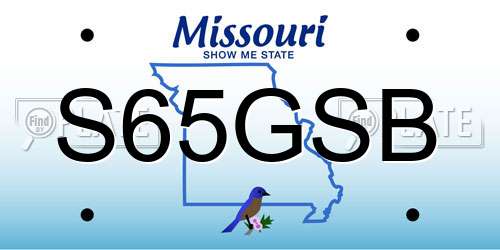 S65GSB Missouri License Plate