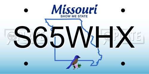 S65WHX Missouri License Plate