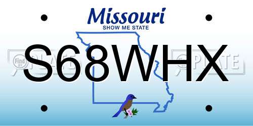 S68WHX Missouri License Plate