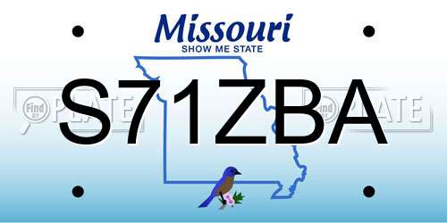 S71ZBA Missouri License Plate