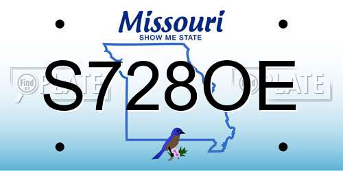 S728OE Missouri License Plate