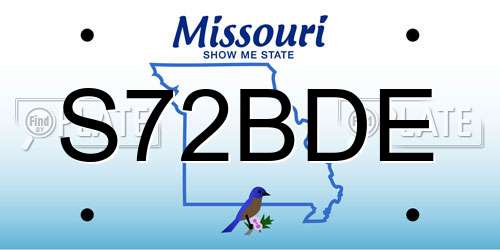 S72BDE Missouri License Plate