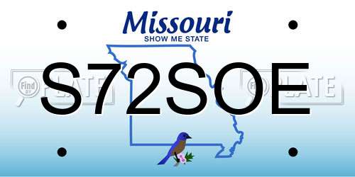 S72SOE Missouri License Plate