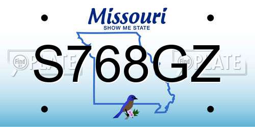 S768GZ Missouri License Plate