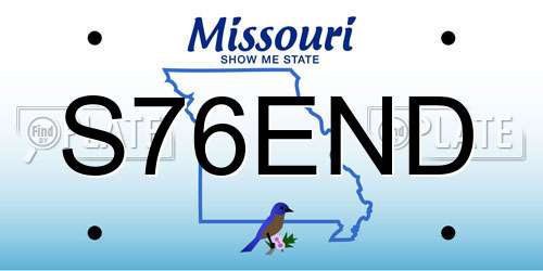 S76END Missouri License Plate