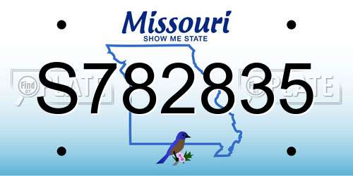 S782835 Missouri License Plate