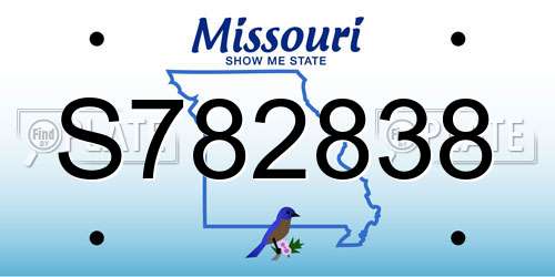 S782838 Missouri License Plate