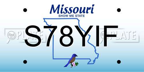 S78YIF Missouri License Plate