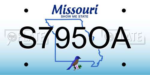 S795OA Missouri License Plate