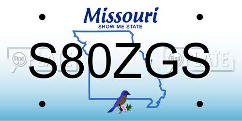 S80ZGS Missouri License Plate