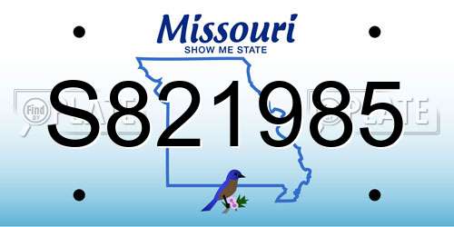 S821985 Missouri License Plate