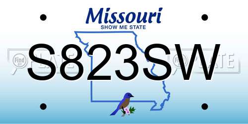 S823SW Missouri License Plate