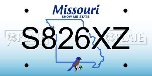 S826XZ Missouri License Plate