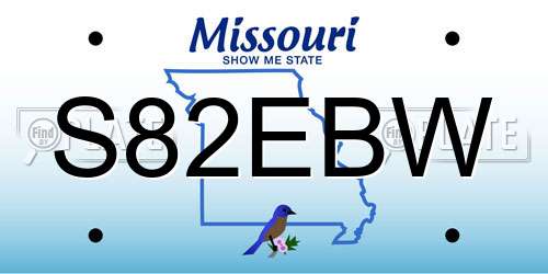 S82EBW Missouri License Plate