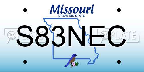 S83NEC Missouri License Plate