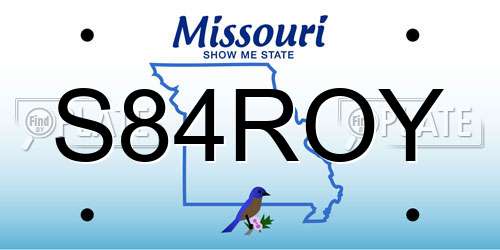 S84ROY Missouri License Plate