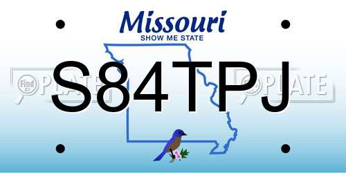 S84TPJ Missouri License Plate