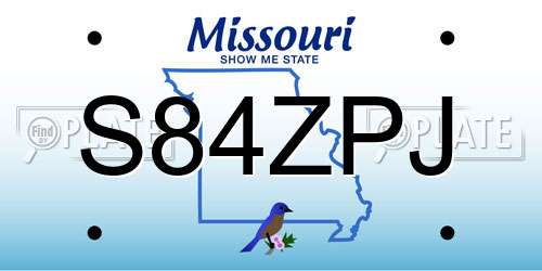 S84ZPJ Missouri License Plate