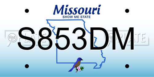 S853DM Missouri License Plate