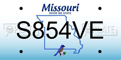 S854VE Missouri License Plate
