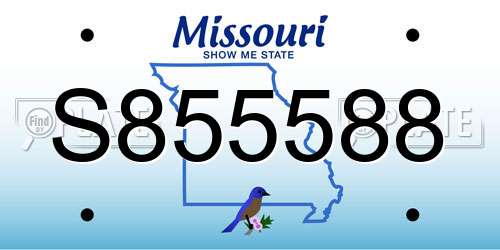 S855588 Missouri License Plate