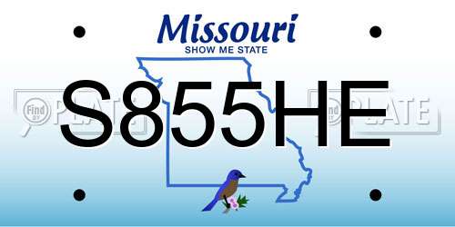 S855HE Missouri License Plate