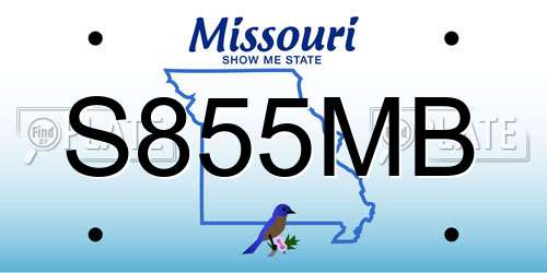 S855MB Missouri License Plate