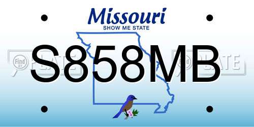 S858MB Missouri License Plate