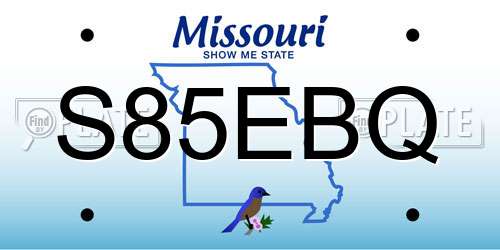 S85EBQ Missouri License Plate