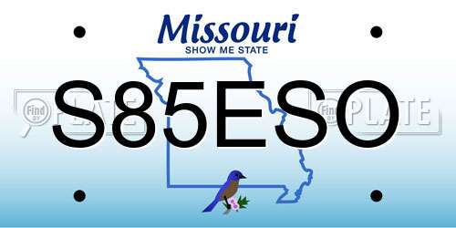 S85ESO Missouri License Plate