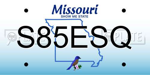 S85ESQ Missouri License Plate
