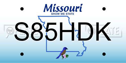 S85HDK Missouri License Plate