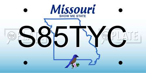 S85TYC Missouri License Plate